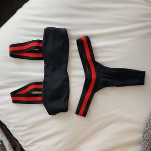 Black striped swimsuit